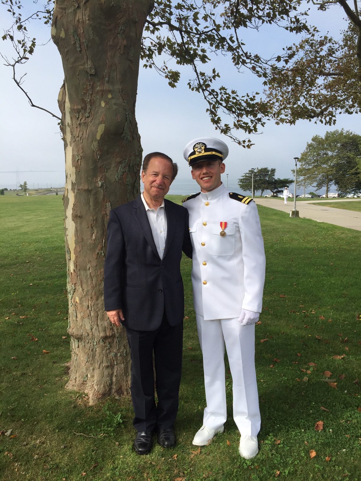 Dr. Gluskin and his son Adam at his Naval officer graduation in Newport, R.I.